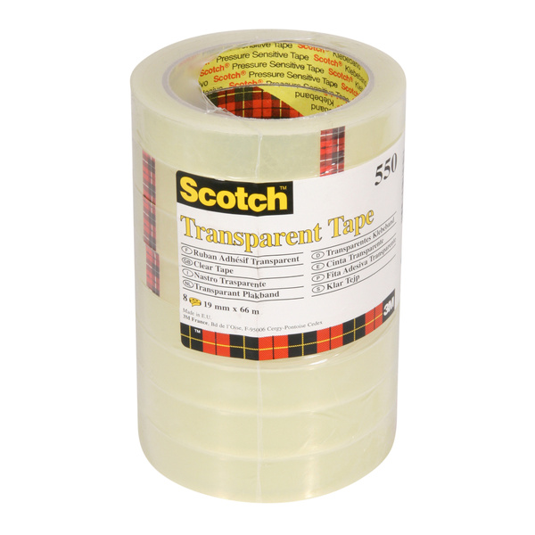 Taśma samoprzylepna Scotch 550 przezroczysta 19mm x 66m 8 rolek