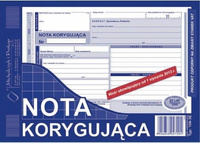 Faktura VAT nota korygująca A5 oryginał + kopia