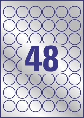 Etykiety samoprzylepne Avery Zweckform znamionowe srebrne średnica 30mm