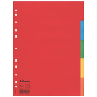 Przekładki do segregatora A4 bez karty opisowej 5 kolorów Esselte