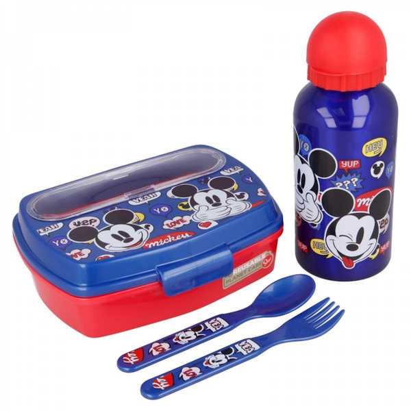 Zestaw śniadaniowy lunchbox sztućce bidon 400 ml