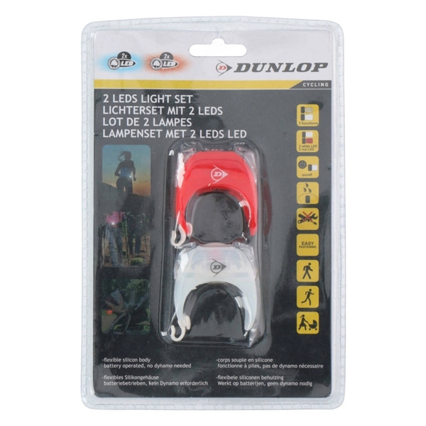 Zestaw silikonowych lamp rowerowych ledowych Dunlop