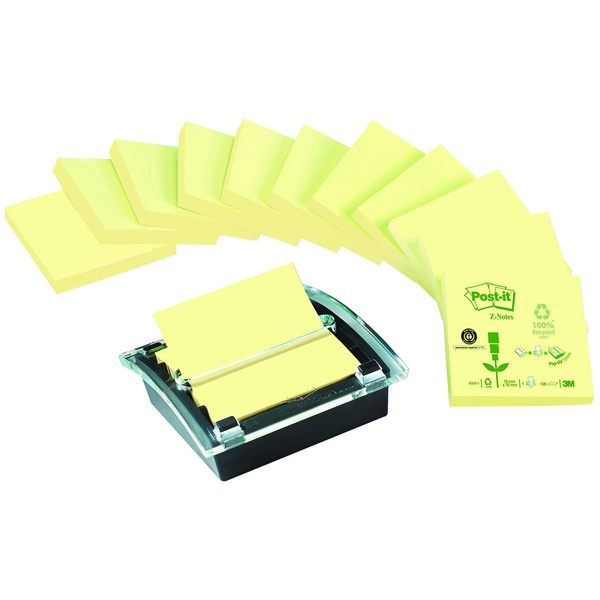 Karteczki samoprzylepne 76x76mm ekologiczne Post-it Z-notes podajnik
