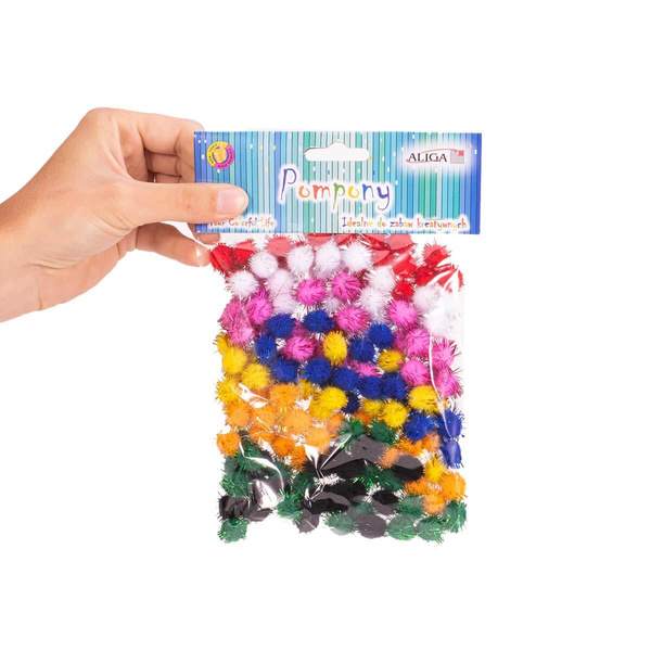 Pompony PM-3489 metalizowane mix kolorów