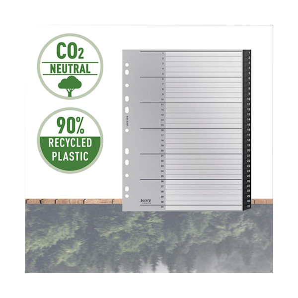 Przekładki do segregatora neutralne pod względem emisji CO2 Leitz Recycle 1-31 A4