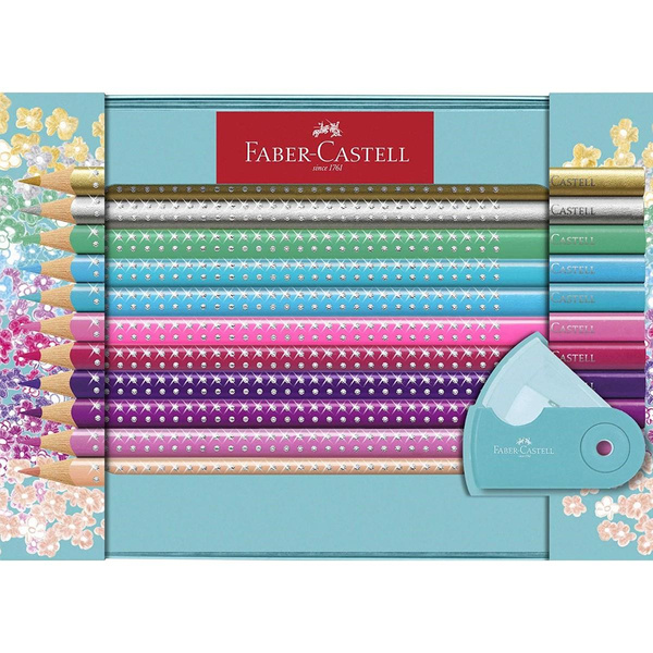 Kredki trójkątne Faber Castell Sparkle 20 kolorów metalowe opakowanie