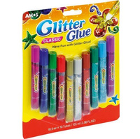 Klej z brokatem Amos GCL10B10 10,5mlx10 kolorów