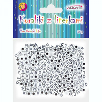 Koraliki plastikowe z literkami 6x6mm 25g