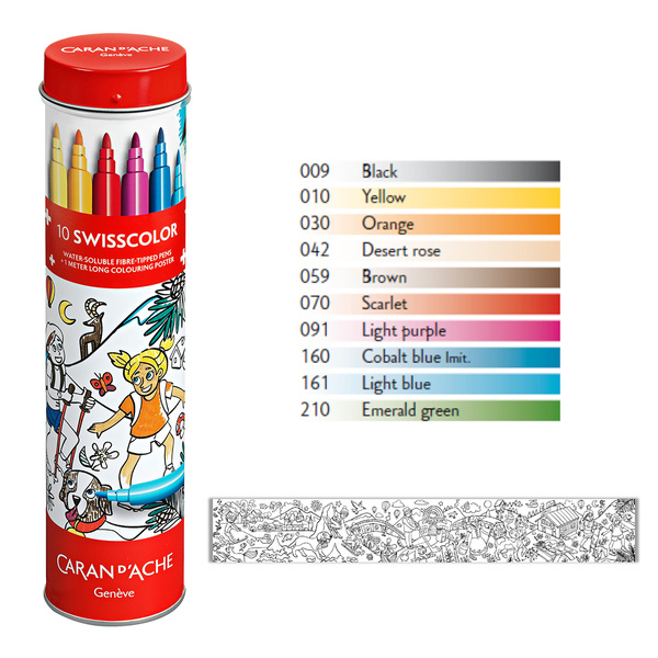 Flamastry akwarelowe w metalowej tubie Caran D'ache Swisscolor 10 kolorów