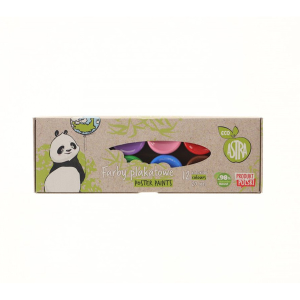 Farby plakatowe 12 kolorów 20ml Eco Astra