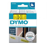 Taśma Dymo D1 12mm czarna / żółta