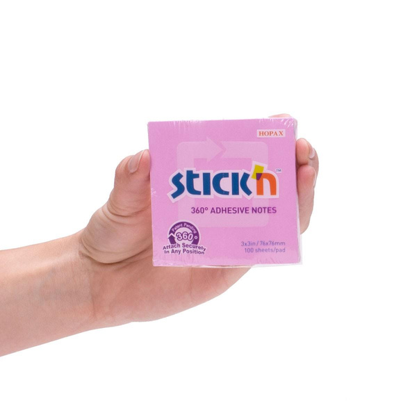 Karteczki samoprzylepne Stick`n 76x76mm 360 stopni różowy