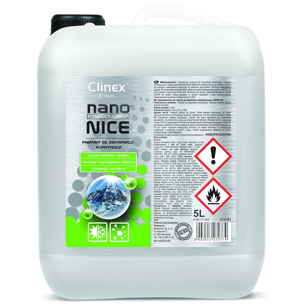 Preprat do dezynfekcji układów klimatyzacji i wentylacji Clinex Nano Protect Silver Nice 5l