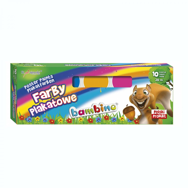 Farby plakatowe 10 kolorów 20ml Bambino