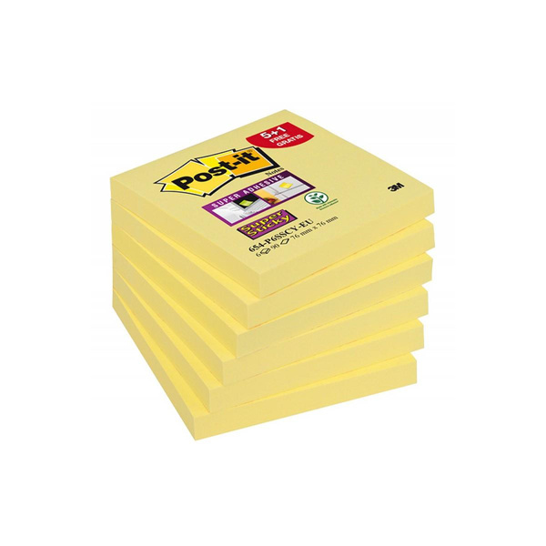 Karteczki samoprzylepne 76x76mm Post-it Super Sticky 654-P6