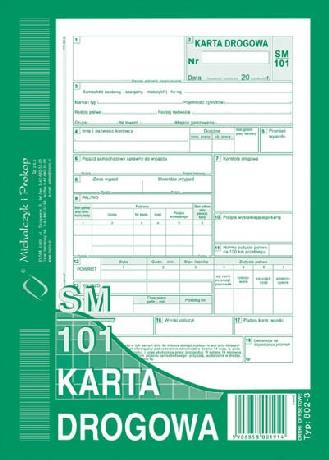 Karta drogowa SM/101 numerowana (samochód osobowy) A5