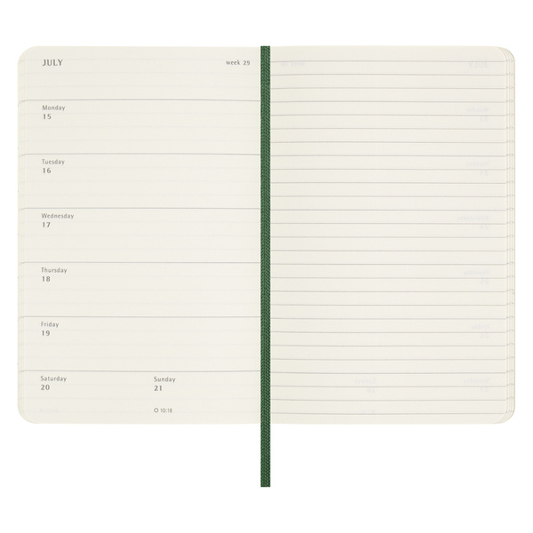Kalendarz tygodniowy w miękkiej oprawie P Moleskine Myrtle Green 2024