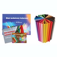 Blok techniczny kolorowy A4 170g 30 kartek Elite Kreska