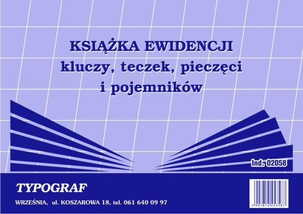 Książka ewidencji kluczy, teczek, pieczęci i pojemników