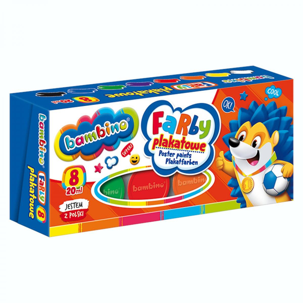 Farby plakatowe 8 kolorów 20ml Bambino