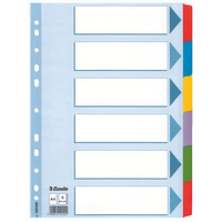 Przekładki do segregatora A4 kartonowe 6 kolorów Mylar Esselte