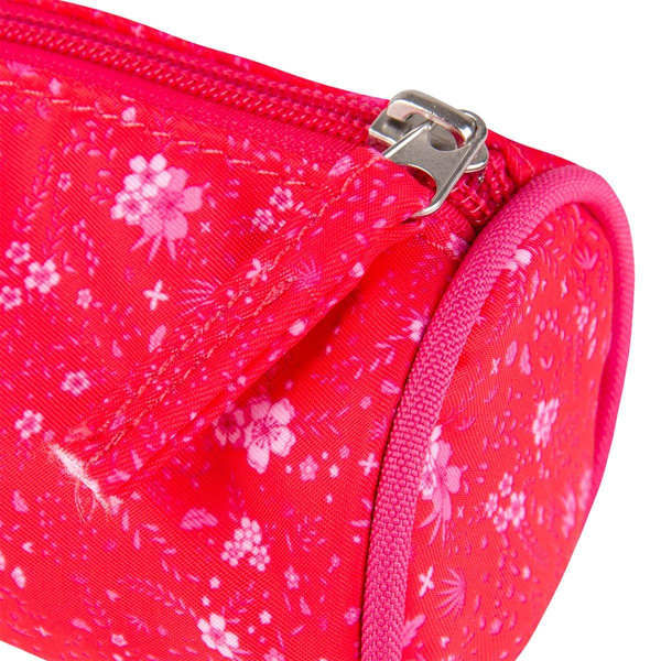 Piórnik tuba Oxford Floral ciemno różowy