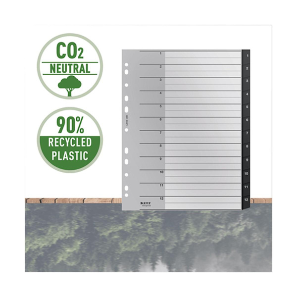 Przekładki do segregatora neutralne pod względem emisji CO2 Leitz Recycle 1-12 A4