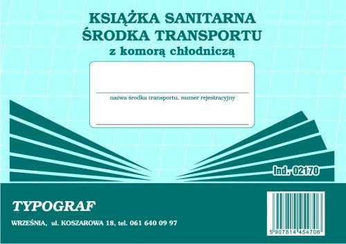 Książka sanitarna środka transportu z komorą chłodniczą A5