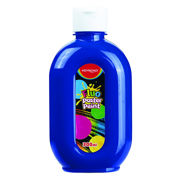 Farba plakatowa w butelce 300ml niebieska fluorescencyjna Keyroad