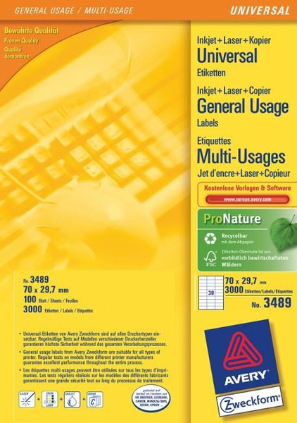 Etykiety samoprzylepne Avery Zweckform uniwersalne białe 52,5x29,7mm