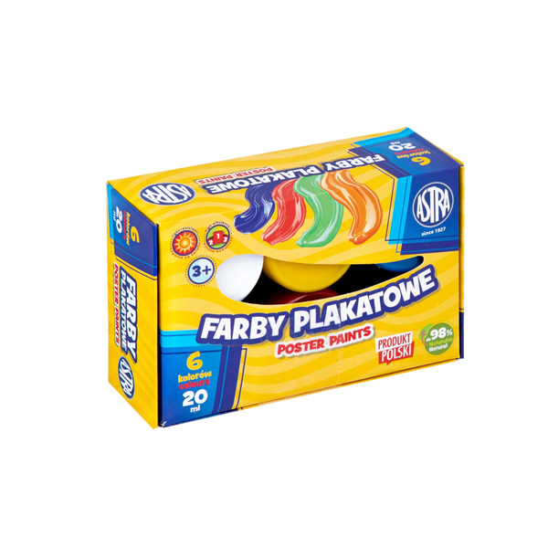 Farby plakatowe Astra 6 kolorów 20ml Box