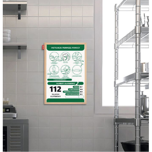 Tablica suchościeralno-magnetyczna BHP Memobe instrukcja pierwszej pomocy 40x60 cm