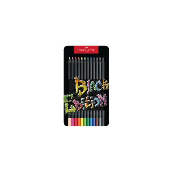 Kredki trójkątne Faber Castell Black Edition 12 kolorów metalowe opakowanie