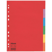 Przekładki do segregatora A4 bez karty opisowej 6 kolorów Esselte