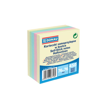 Karteczki samoprzylepne 76x76mm Donau mix kolorów pastelowych