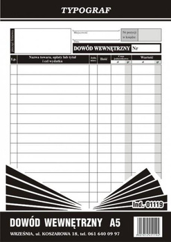 Dowód wewnętrzny A5, samokopiujący