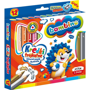 Kredki ołówkowe Bambino 12 kolorów trójkątne
