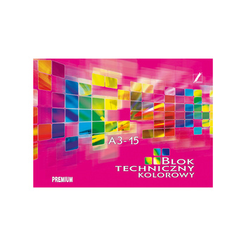 Blok techniczny kolorowy A3 180g 15 kartek Kreska