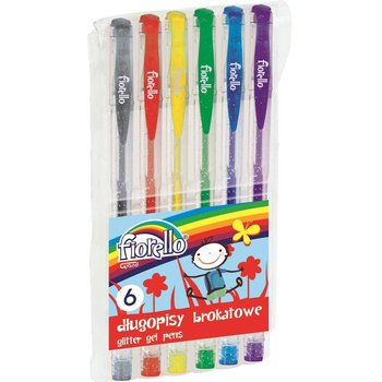 Długopisy Fiorello żelowy z brokatem zestaw 6 kolorów