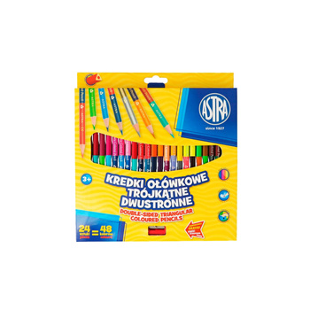 Kredki ołówkowe Astra dwustronne trójkątne 24/48 kolorów