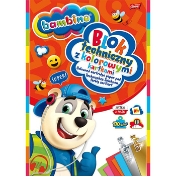 Blok techniczny kolorowy A4 10 kartek złota i srebrna kartka Bambino