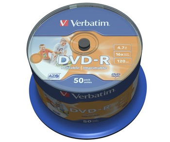 Płyta Verbatim DVD-R 4.7GB Printable cake 50 sztuk