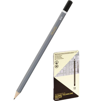 Ołówek techniczny Grand zestaw 12 sztuk metalowe pudełko