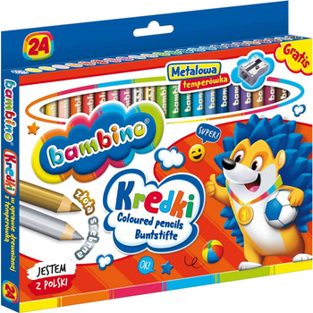 Kredki Bambino 24 kolory w drewnie z temperówką