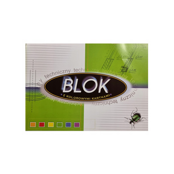Blok techniczny kolorowy A4 170g 10 kartek Kreska