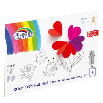 Blok techniczny kolorowy A3 8 kartek Fiorello