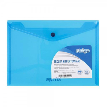 Teczka kopertowa A5 Strigo PP pozioma na zatrzask niebieski
