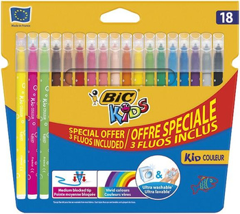 Flamastry Bic KidsCouler Fluo 15+3