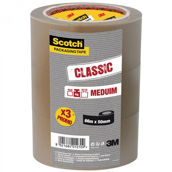 Taśma pakowa Scotch Hot-Melt 50mm x 66m brązowa 3 sztuki