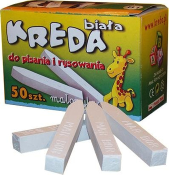 Kreda szkolna kwadratowa biała B1 50 sztuk